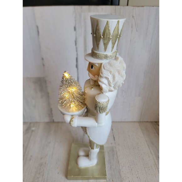 Transpac nutcracker light up tree white gold Xmas home decor figure - Picture 5 of 11